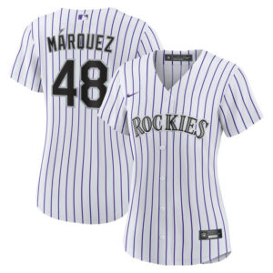 Women's Colorado Rockies German Marquez Nike White Home Replica Jersey