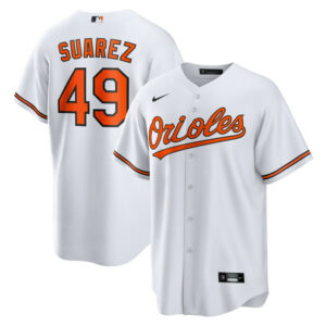 Men's Baltimore Orioles Albert Suarez Nike White Home Replica Jersey