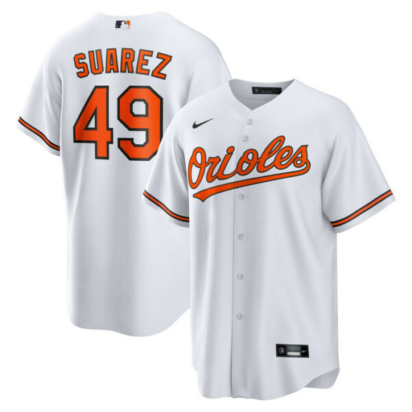 Men's Baltimore Orioles Albert Suarez Nike White Home Replica Jersey
