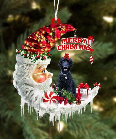 Black Poodle On The Moon Merry Christmas Hanging Ornament, Christmas Gift, Christmas Tree Decorations, Christmas Ornament 2023
