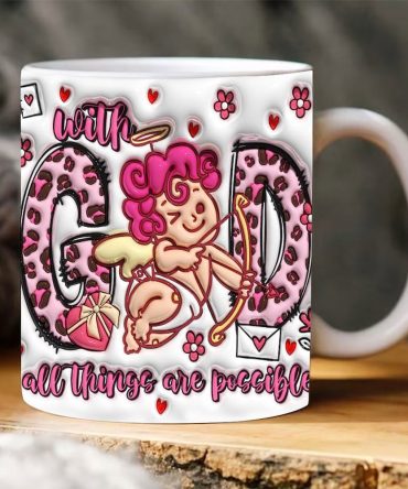 Christian 3D Mug, With God All Things Are Possible Inflated Mug, Bible Verse Inflated Mug, 3D Jesus Mug, Religious 3D Mug