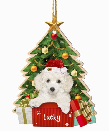 Christmas Dog Ornament, Personalized White Poodle Christmas Tree Ornament, New Dog Christmas Ornament