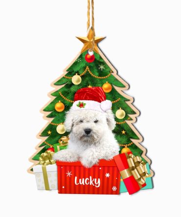 Christmas Dog Ornament, Personalized White Puli Christmas Tree Ornament, New Dog Christmas Ornament