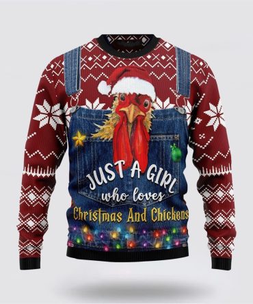 Farmers Sweater, Chicken Ugly Christmas Sweater, Christmas Crewneck Sweater, Winter Farm Fashion