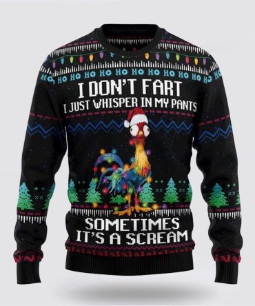 Farmers Sweater, Funny Chicken I Don't Fart It‘s Scream Ugly Christmas Sweater, Christmas Crewneck Sweater, Winter Farm Fashion