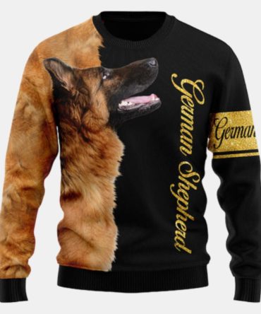 German Shepherd Half Cool Dog Lover Ugly Sweater - Christmas sweater gift