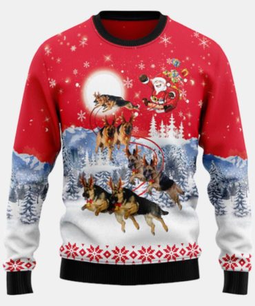 German Shepherd Santa Claus Dog Lover Ugly Sweater - Christmas sweater gift