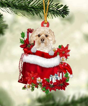 Morkie In Gift Bag Christmas Ornament, Christmas Gift, Christmas Tree Decorations, Christmas Ornament 2023