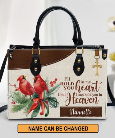 Personalized Cardinal Bird Leather Handbag, I‘ll Hold You In My Heart Leather Bag, Gifts For Women Of God