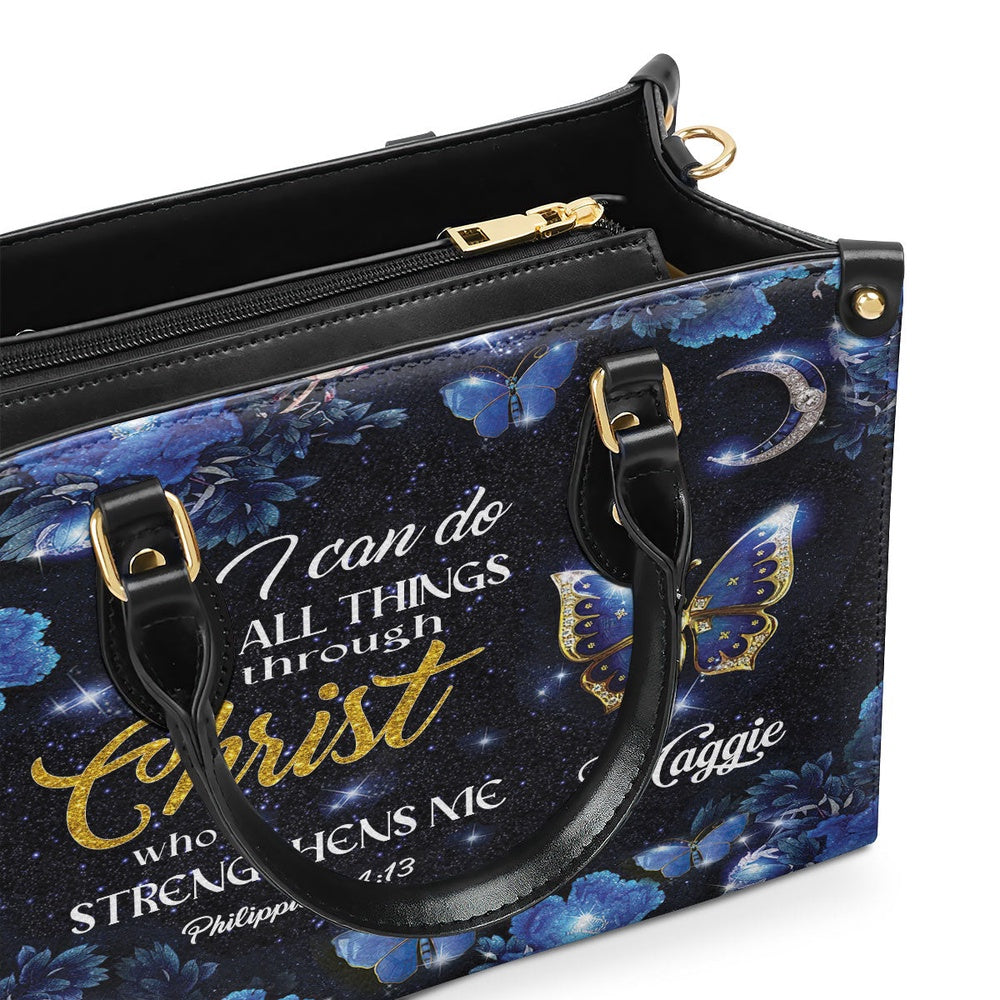 Personalized Christian Leather Bag, I Can Do All Things Through Christ - Pretty Personalized Leather Handbag, Faith Handbag - Image 5