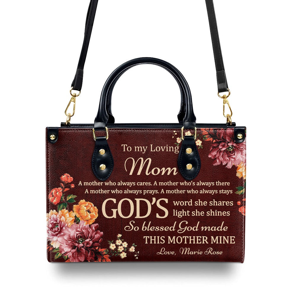 Personalized Christian Leather Bag, To My Loving Mom Leather Handbag, Faith Handbag - Image 3