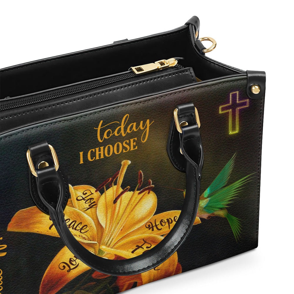 Personalized Christian Leather Bag, Today I Choose Joy - Beautiful Personalized Cross Leather Handbag, Faith Handbag - Image 5