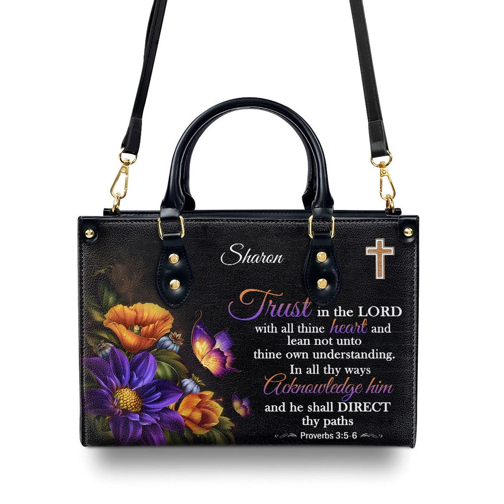 Personalized Christian Leather Bag, Trust In The Lord Leather Handbags, Faith Handbag - Image 3