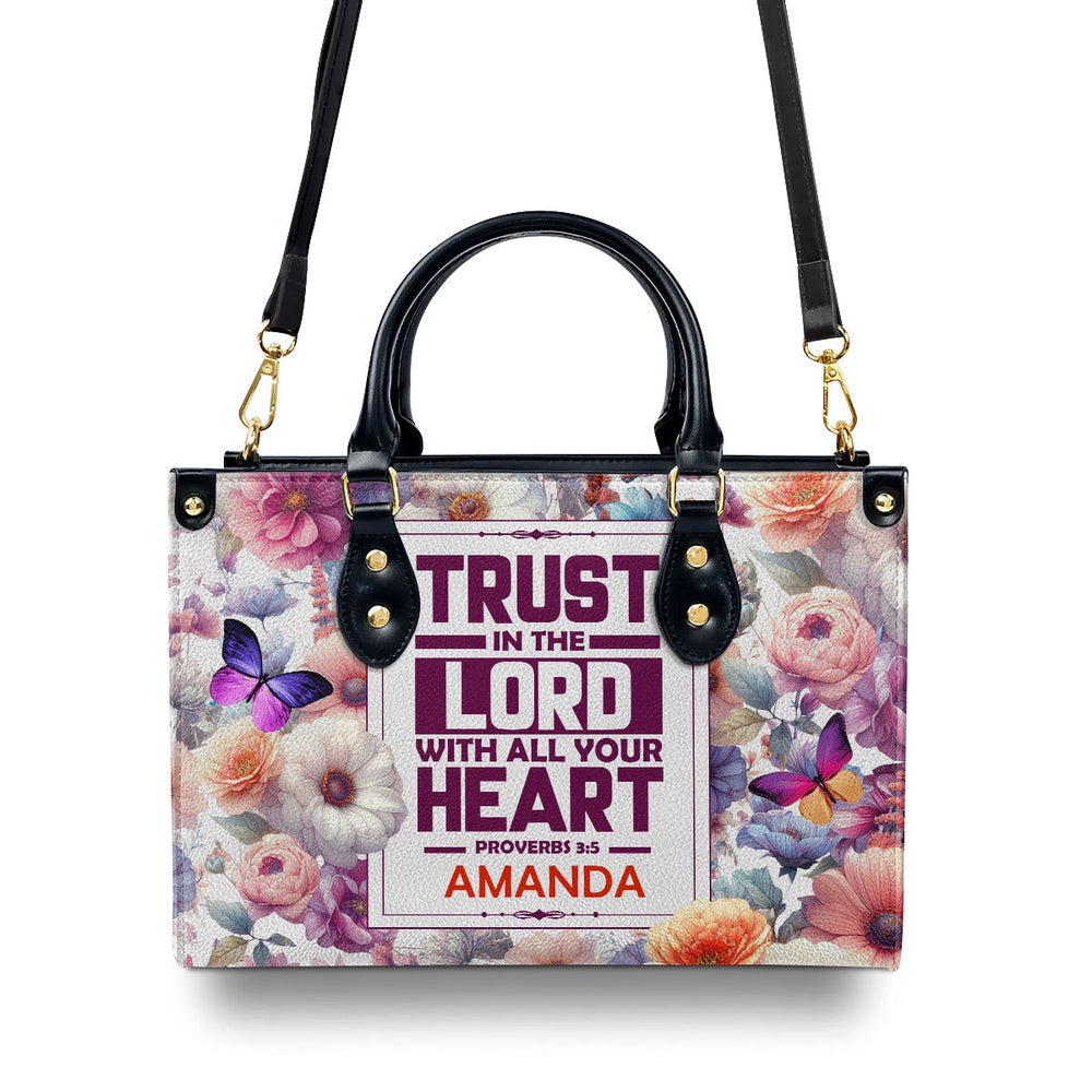 Personalized Christian Leather Bag, Trust In The Lord Proverbs 3 5 Leather Handbag, Faith Handbag - Image 3