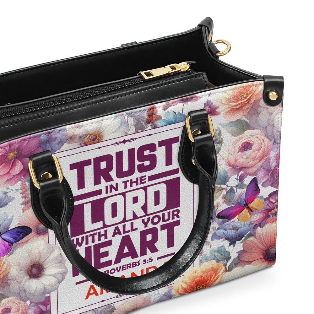 Personalized Christian Leather Bag, Trust In The Lord Proverbs 3 5 Leather Handbag, Faith Handbag - Image 5