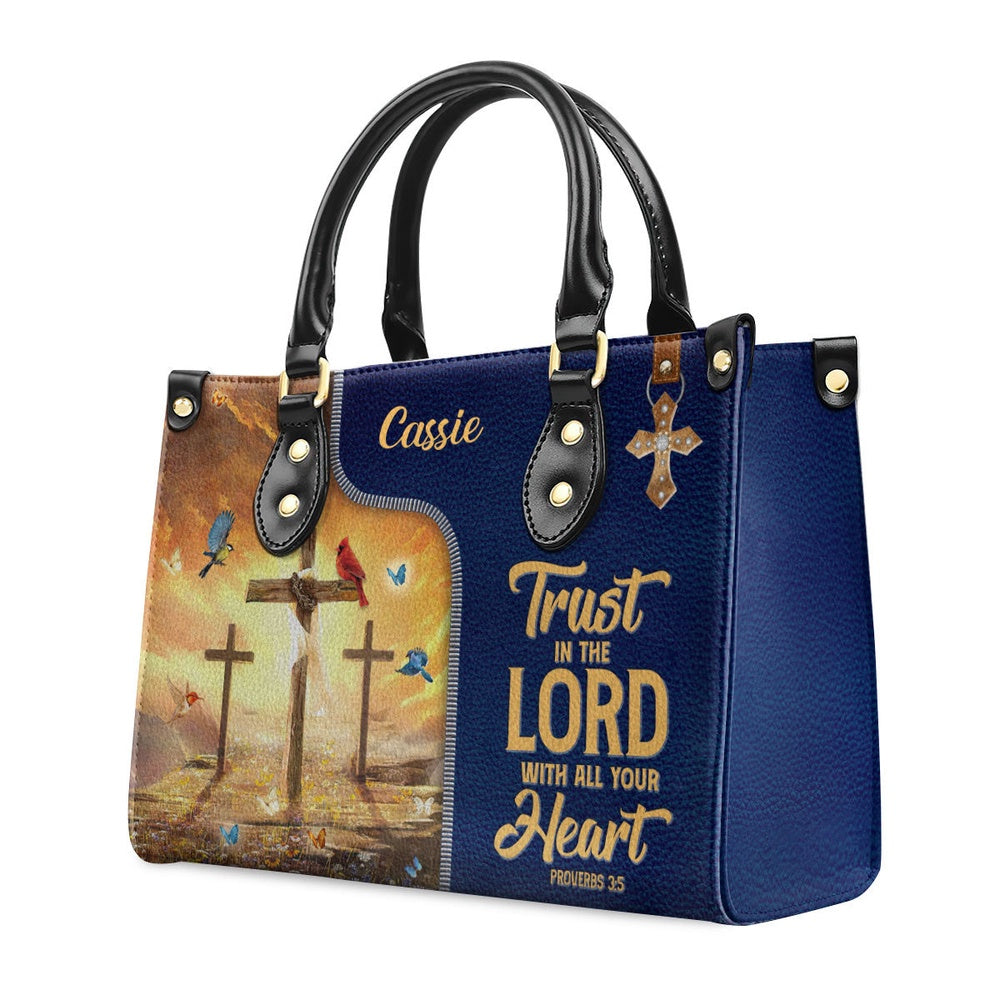 Personalized Christian Leather Bag, Trust In The Lord With All Your Heart - Awesome Personalized Leather Handbag, Faith Handbag - Image 2