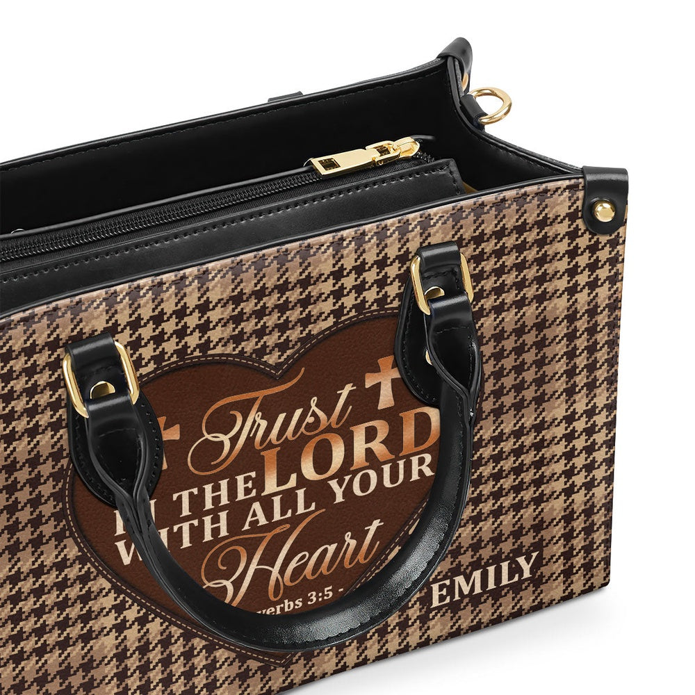 Personalized Christian Leather Bag, Trust In The Lord With All Your Heart Leather Handbag, Faith Handbag - Image 5