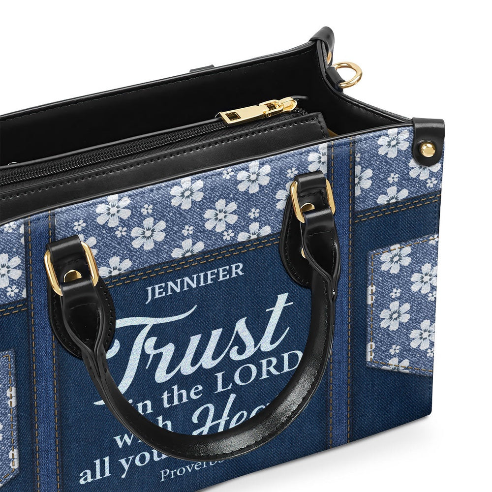 Personalized Christian Leather Bag, Trust In The Lord With All Your Heart Proverbs 3 5 Leather Handbag, Faith Handbag - Image 5