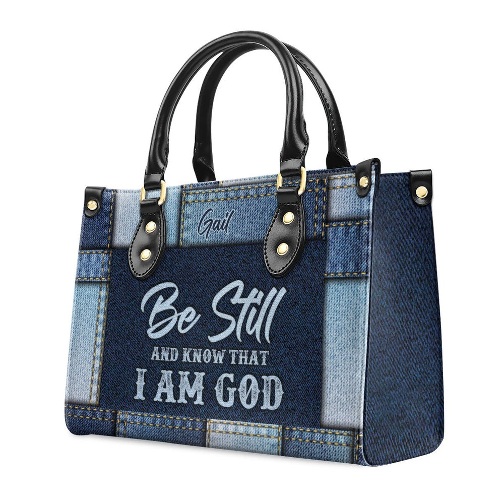 Personalized Christian Leather Bag, Unique Christian Leather Handbag - Be Still And Know That I Am Go, Faith Handbag - Image 2