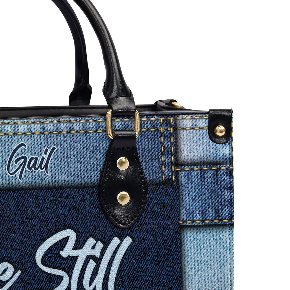 Personalized Christian Leather Bag, Unique Christian Leather Handbag - Be Still And Know That I Am Go, Faith Handbag - Image 4