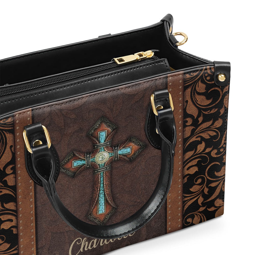 Personalized Christian Leather Bag, Unique Personalized Cross Leather Handbag, Faith Handbag - Image 5
