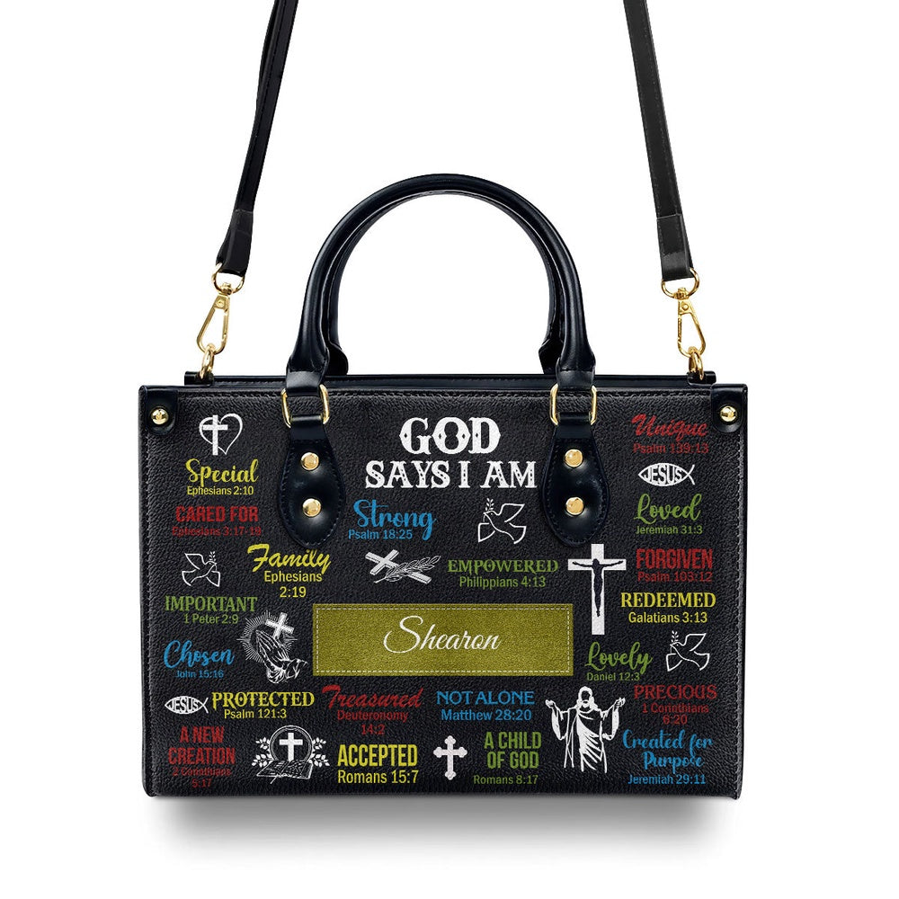 Personalized Christian Leather Bag, What God Says About You Leather Handbag, Scripture Gifts For Women Of God, Faith Handbag - Image 3