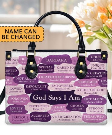 Personalized Christian Leather Bag, What God Says About You Leather Handbag, Spiritual Gift For Worship Members, Faith Handbag