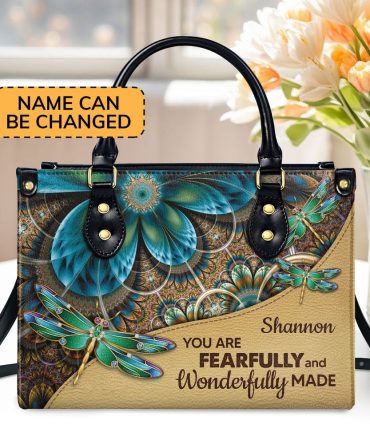 Personalized Christian Leather Bag, You Are Fearfully And Wonderfully Made - Lovely Leather Handbag, Faith Handbag