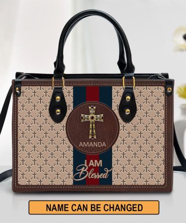 Personalized I Am Blessed Leather Bag, Christian Pu Leather Bags For Women