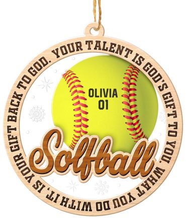 Personalized Softball Christmas Ornament, Sports Christmas Ornament, Christmas Tree Ornaments