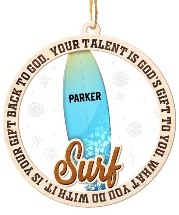 Personalized Surfing Christmas Ornament, Sports Christmas Ornament, Christmas Tree Ornaments