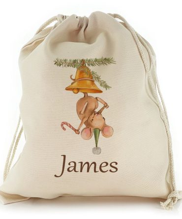 Playful Mouse in Bell Christmas Sack, Gift For Chidren, Christmas Bag Gift, Christmas Gift 2023