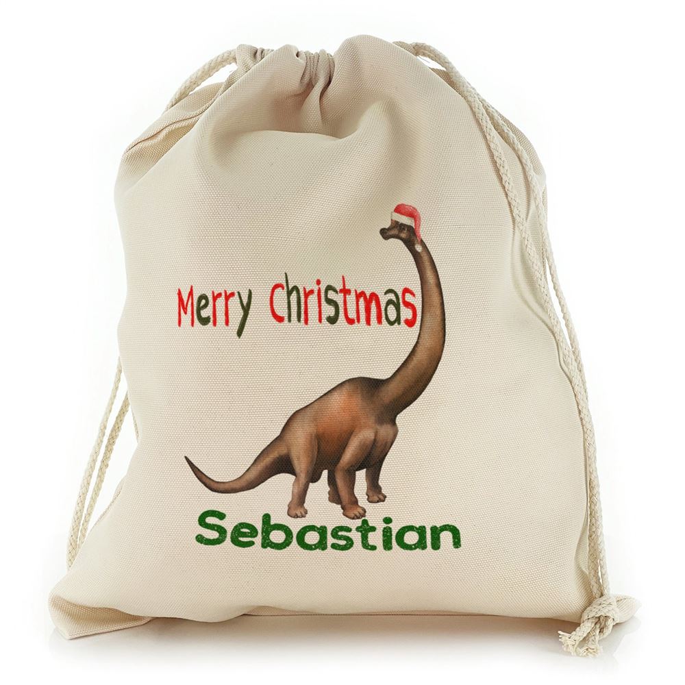 Santa Hat Diplodocus Dinosaur Christmas Sack, Gift For Chidren, Christmas Bag Gift, Christmas Gift 2023