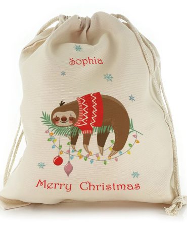 Sleeping Christmas Sloth Christmas Sack, Gift For Chidren, Christmas Bag Gift, Christmas Gift 2023
