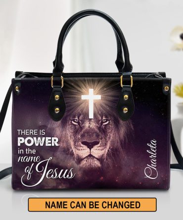 There Is Power In The Name Of Jesus Beautiful Personalized Leather Bag For Women, Religious Gifts For Women