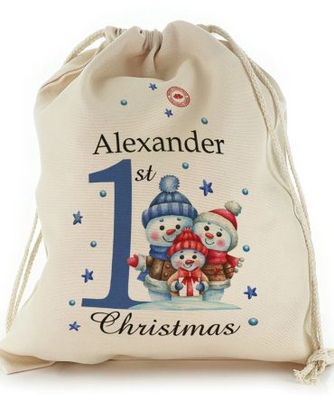 Winter Text and Baby Boy Blue First Christmas Christmas Sack, Gift For Chidren, Christmas Bag Gift, Christmas Gift 2023