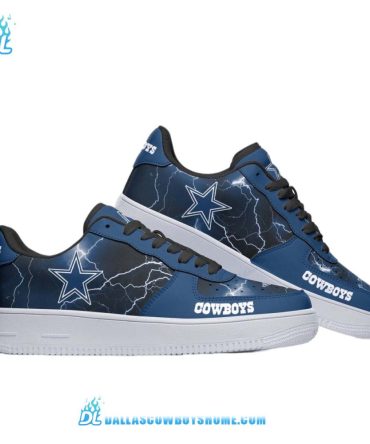 Black Thunder Dallas Cowboys Shoes, Custom Dallas Cowboys Air Force 1, NFL Dallas Cowboys Sneaker Print Full