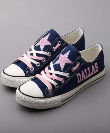 Dallas Cowboys Canvas Shoes Perfect Gift For Fan, Custom Name Dallas Cowboys Low Top Shoes, NFL Dallas Cowboys Sneakers