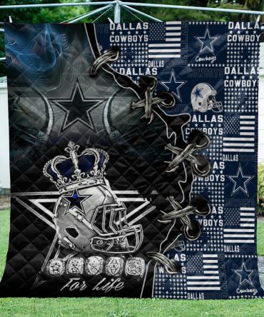 Dallas Cowboys Quilt Print Full, Custom Dallas Cowboys Quilt Blanket, NFL Dallas Cowboys Breathable Quilt Trending