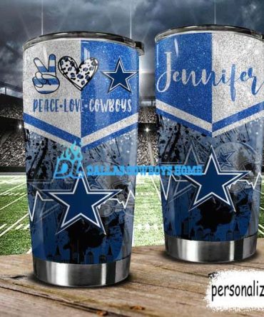 personalized name peace love dallas cowboys tumbler 1