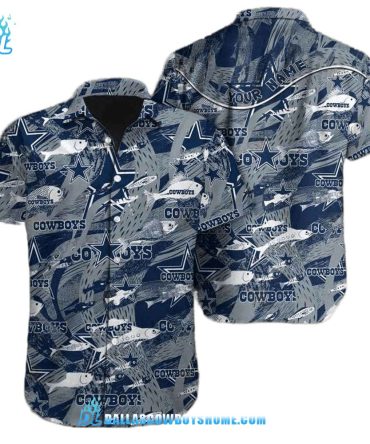 Grey Personalized Dallas Cowboys Tommy Bahama, Custom Name Dallas Cowboys Hawaiian Shirt Print Full, NFL Dallas Cowboys Aloha Shirt