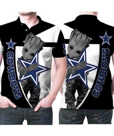 Groot Hug Dallas Cowboys Shirts, Custom Dallas Cowboys Polo Shirts, NFl Dallas Cowboys Sleeve Polo