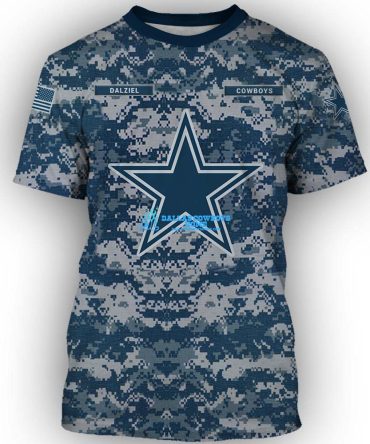 Men's Camo Custom Dallas Cowboys Blue Short Sleeve T-Shirt