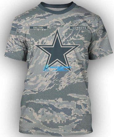 Men's Camo Custom Dallas Cowboys Grey Print Full T Shirt