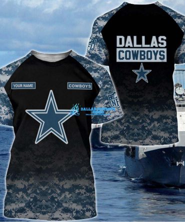 Men's Camo Custom Name Dallas Cowboys Blue Limited