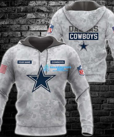 Men's Camo Dallas Cowboys While Custom 3D Hoodie