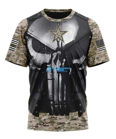 Men's Camo Skull Custom Name Dallas Cowboys Black T Shirt