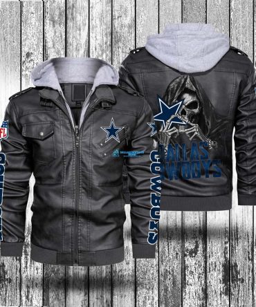 Men's Hood While Dallas Cowboys Custom Leather Jacket