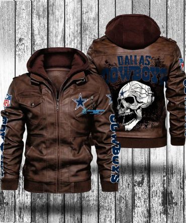 Men's Motorcycle Custom Dallas Cowboys Brown Leather Jacket