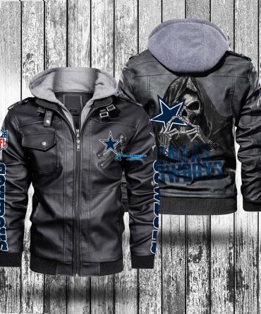Men's Skull Dallas Cowboys Black Leather Jacket